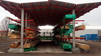 Scaffale cantilever con tetto